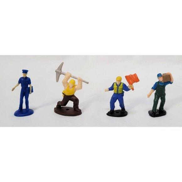 Lot of 4 Plastic Mini Figures Police Construction Flagman Laborer 1.5" Tall - Picture 1 of 6